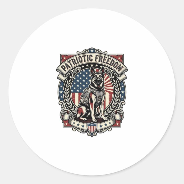 Patriotic Rescue Dog Classic Round Sticker (Front)