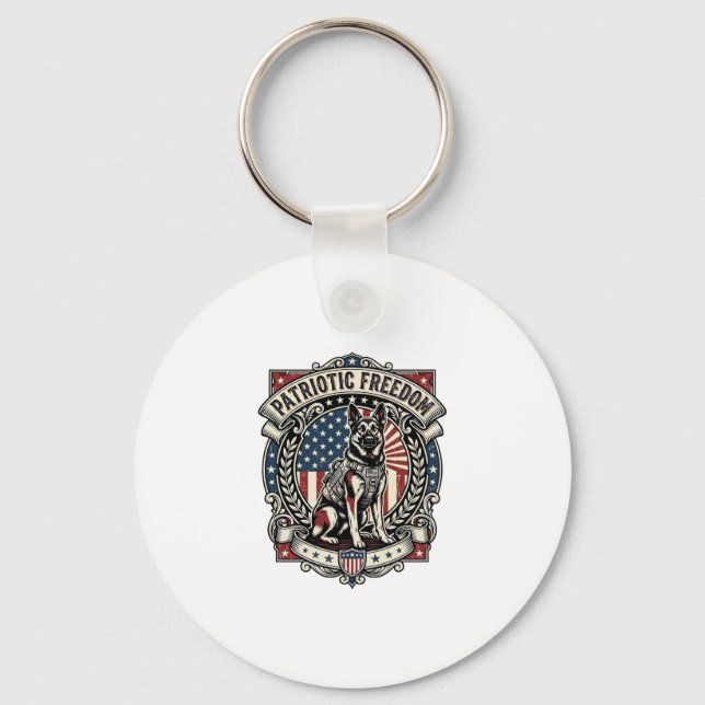 Patriotic Rescue Dog Key Ring (Front)