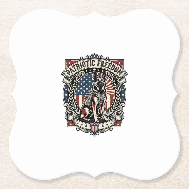Patriotic Rescue Dog Paper Coaster (Front)