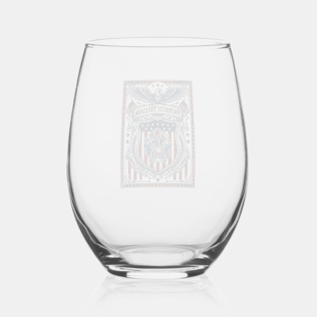Patriotic Resin Stemless Wine Glass (Front)