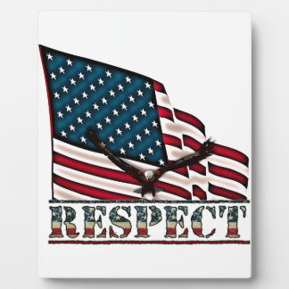 Patriotic Respect with Bald Eagle and USA flag Plaque
