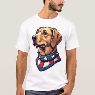 Patriotic Retriever Mascot Vintage Dog Tee 4