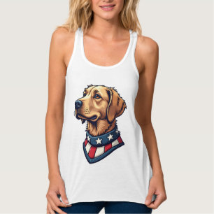 Patriotic Retriever Mascot Vintage Dog Tee 4