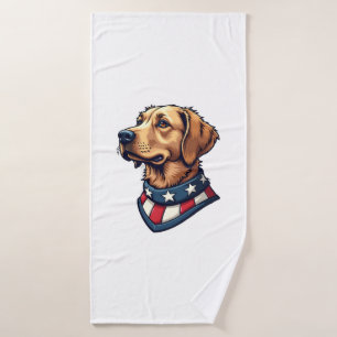 Patriotic Retriever Mascot Vintage Dog Tee 4 Bath Towel