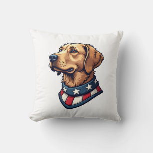 Patriotic Retriever Mascot Vintage Dog Tee 4 Cushion