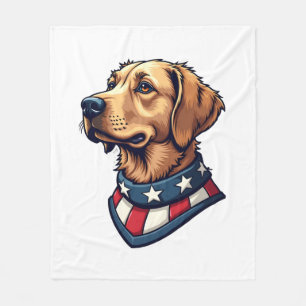 Patriotic Retriever Mascot Vintage Dog Tee 4 Fleece Blanket