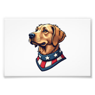 Patriotic Retriever Mascot Vintage Dog Tee 4 Photo Print