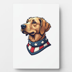 Patriotic Retriever Mascot Vintage Dog Tee 4 Plaque
