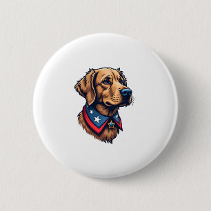Patriotic Retriever Mascot Vintage Dog Tee 6 Cm Round Badge