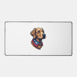 Patriotic Retriever Mascot Vintage Dog Tee Desk Mat