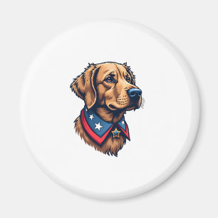 Patriotic Retriever Mascot Vintage Dog Tee Magnet