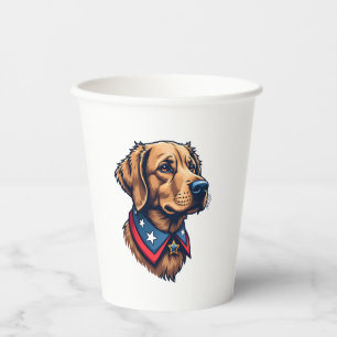 Patriotic Retriever Mascot Vintage Dog Tee Paper Cups