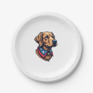 Patriotic Retriever Mascot Vintage Dog Tee Paper Plate