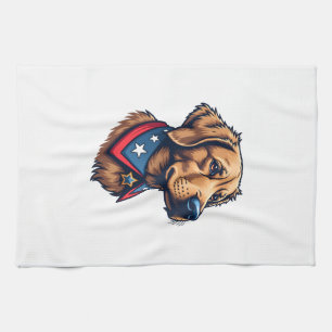 Patriotic Retriever Mascot Vintage Dog Tee Tea Towel
