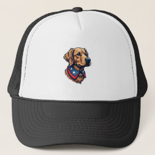 Patriotic Retriever Mascot Vintage Dog Tee Trucker Hat