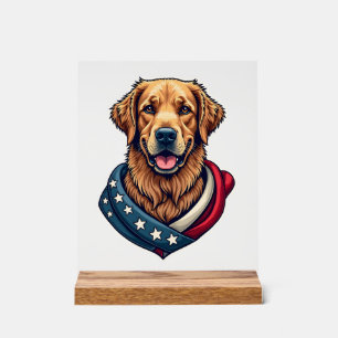 Patriotic Retriever Pride Vintage Dog Shirt 4 Acrylic Sign