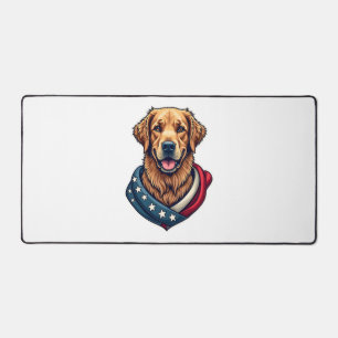 Patriotic Retriever Pride Vintage Dog Shirt 4 Desk Mat