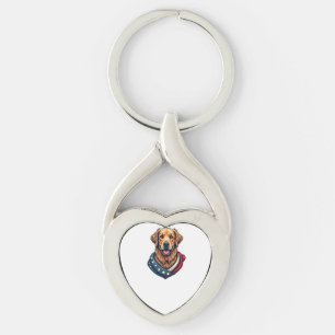 Patriotic Retriever Pride Vintage Dog Shirt 4 Key Ring