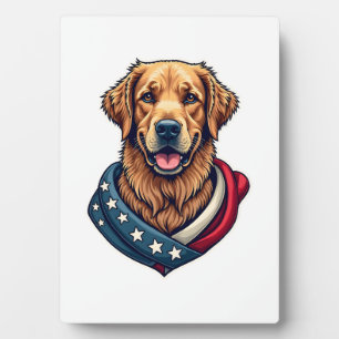 Patriotic Retriever Pride Vintage Dog Shirt 4 Plaque
