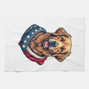 Patriotic Retriever Pride Vintage Dog Shirt 4 Tea Towel