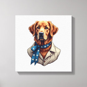 Patriotic Retriever Pride Vintage Dog Shirt Canvas Print
