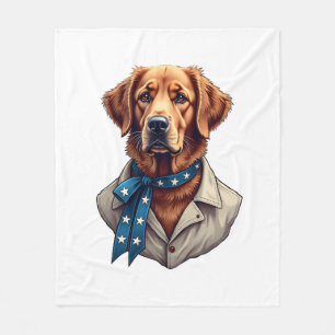 Patriotic Retriever Pride Vintage Dog Shirt Fleece Blanket