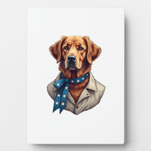 Patriotic Retriever Pride Vintage Dog Shirt Plaque