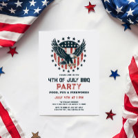 Patriotic Retro American Eagle BBQ Invitation