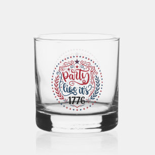 Patriotic Retro Celebration Design Whiskey Glass