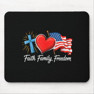 Patriotic Retro Faith Family Freedom USA Flag 4th Mouse Pad