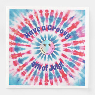 Patriotic Retro Hippie 4th of July Paper Napkin