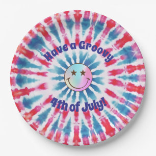 Patriotic Retro Hippie 4th of July Paper Plate