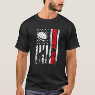 Patriotic Retro Usa American Flag Rugby Dad 4th Of T-Shirt
