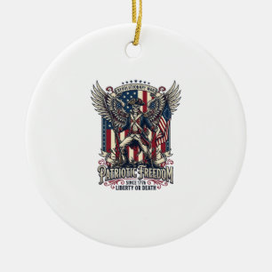 Patriotic Revolutionary War Skeleton Dark Patriot  Ceramic Tree Decoration