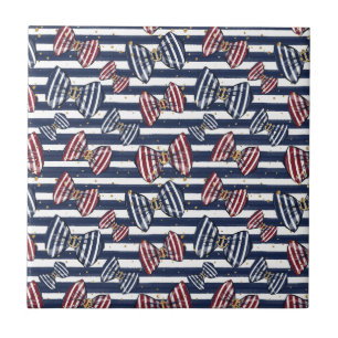 Patriotic Ribbon Stripes Pattern Tile