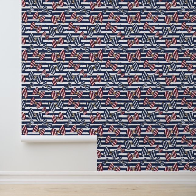 Patriotic Ribbon Stripes Pattern Wallpaper (Application)