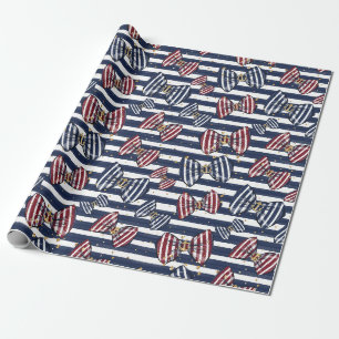 Patriotic Ribbon Stripes Pattern Wrapping Paper