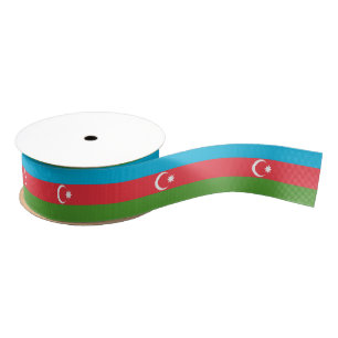 Patriotic Ribbon with Flag of Azerbaijan Grosgrain Ribbon