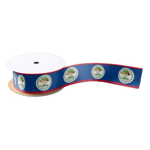 Patriotic Ribbon with Flag of Belise Satin Ribbon