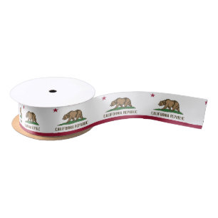 Patriotic Ribbon with Flag of California, U.S.A. Satin Ribbon