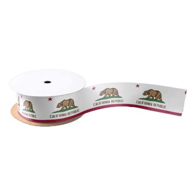 Patriotic Ribbon with Flag of California, U.S.A. Satin Ribbon (Spool)