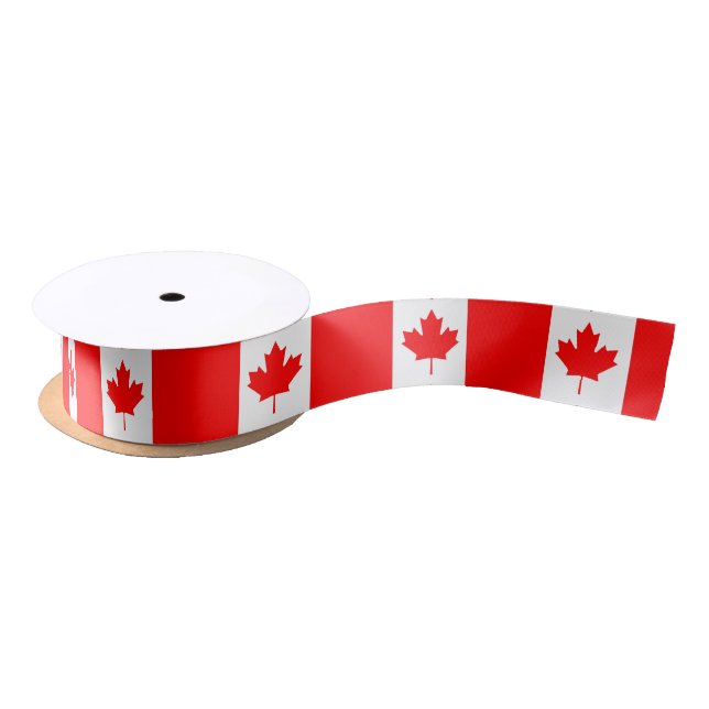 Patriotic Ribbon with Flag of Canada Satin Ribbon (Spool)
