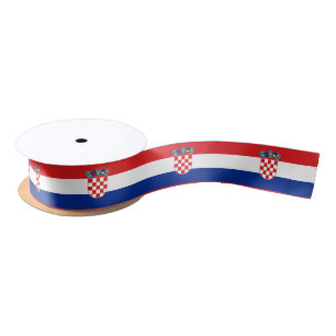 Patriotic Ribbon with Flag of Croatia Satin Ribbon