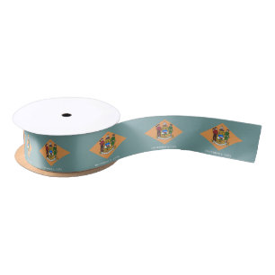 Patriotic Ribbon with Flag of Delaware, U.S.A. Satin Ribbon