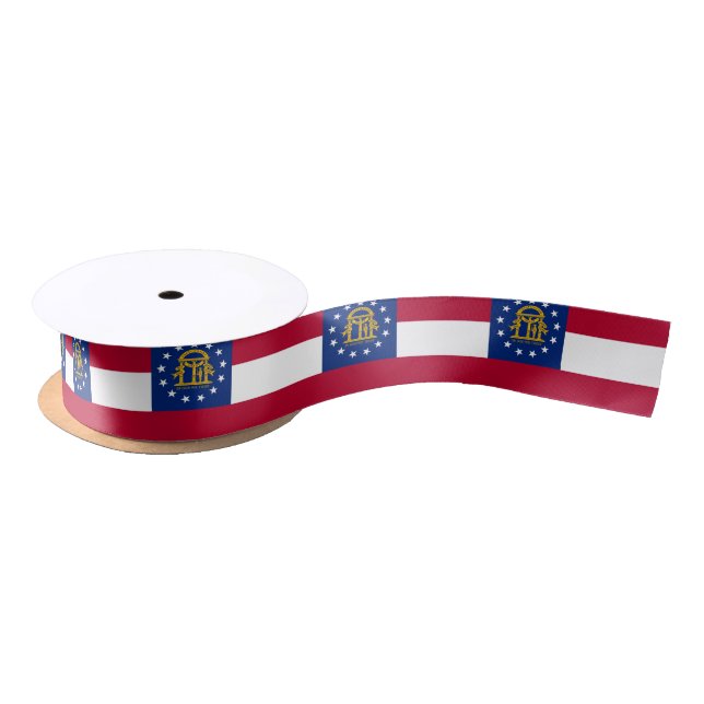 Patriotic Ribbon with Flag of Georgia, U.S.A. Satin Ribbon (Spool)