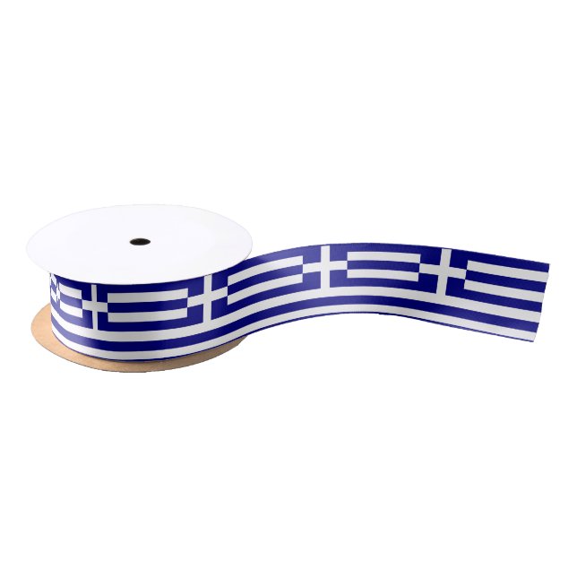 Patriotic Ribbon with Flag of Greece Satin Ribbon (Spool)