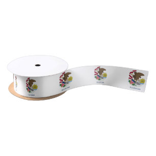 Patriotic Ribbon with Flag of Illinois, U.S.A. Satin Ribbon