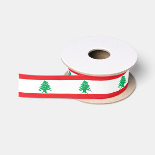 Patriotic Ribbon with Flag of Lebanon Satin Ribbon