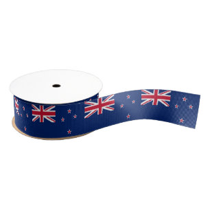 Patriotic Ribbon with Flag of New Zealand Grosgrain Ribbon