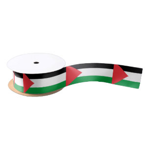 Patriotic Ribbon with Flag of Palestine Satin Ribbon